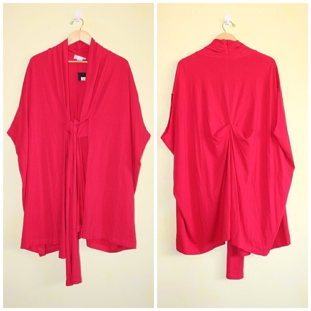 NWT Bryn Walker Organic Bamboo Cotton long Open Front Sweater M Pink Cardigan